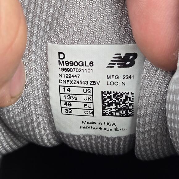 New Balance Mens 14D 990v6 Grey White Casual Comfort Daily Sneaker M990GL6 - Picture 12 of 12